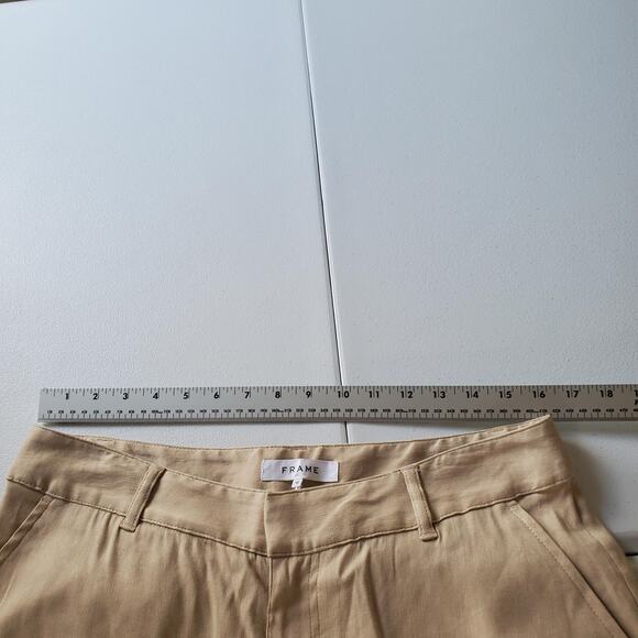 FRAME Pants Womens 12 Beige Sand Linen Blend Cargo Wide Leg Trousers WLBW6852 - Picture 8 of 12
